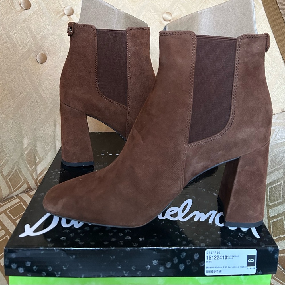 Sam Edelman Chiara Suede Ankle Boot Chestnut Sz 9 **New In Box!** - Picture 6 of 11